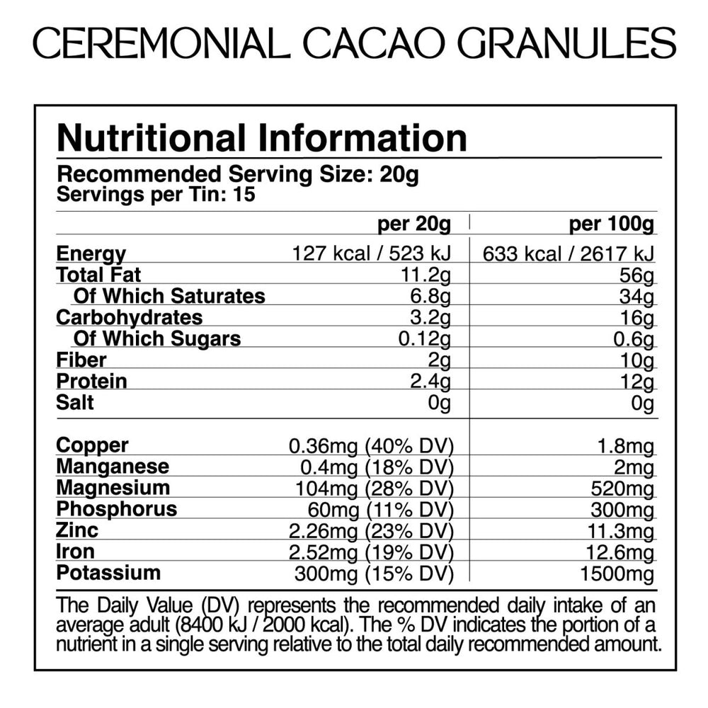 
                  
                    Ceremonial Cacao Granules - Tin 300g - Abundance
                  
                