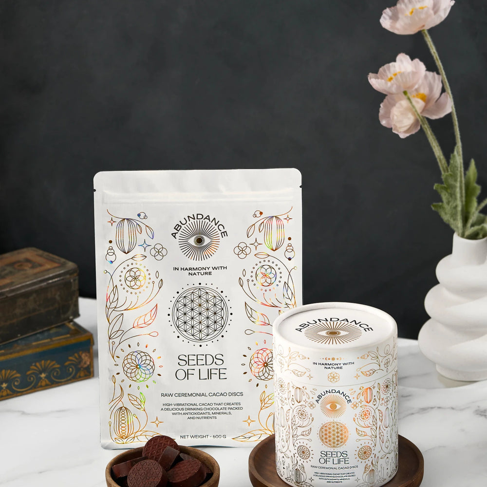 Ceremonial Cacao Seeds of Life Discs - Pouch 600g - Abundance