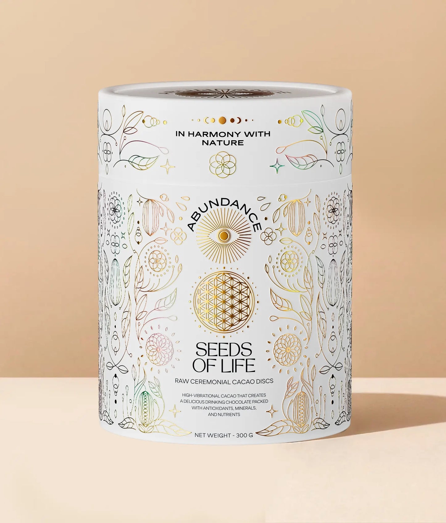 My Store Ceremonial Cacao Seeds of Life Discs - Tin 300g